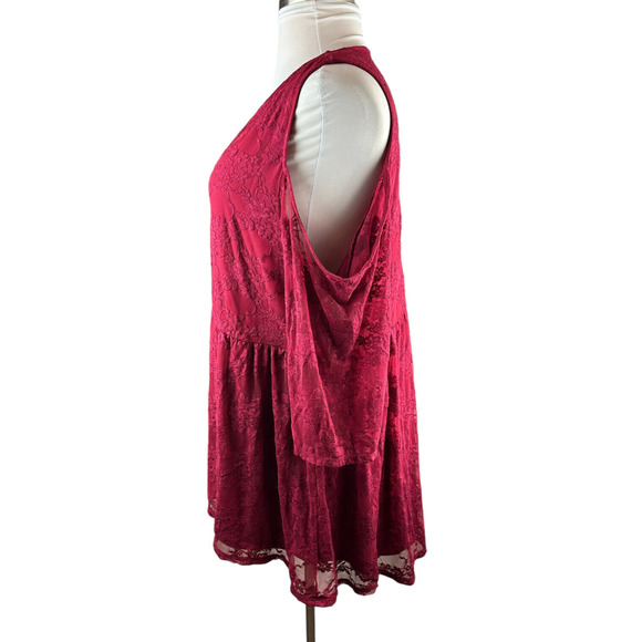 Torrid Babydoll Stretch Lace Cold Shoulder Top Biking Red Plus Size 4 4X - Picture 4 of 15